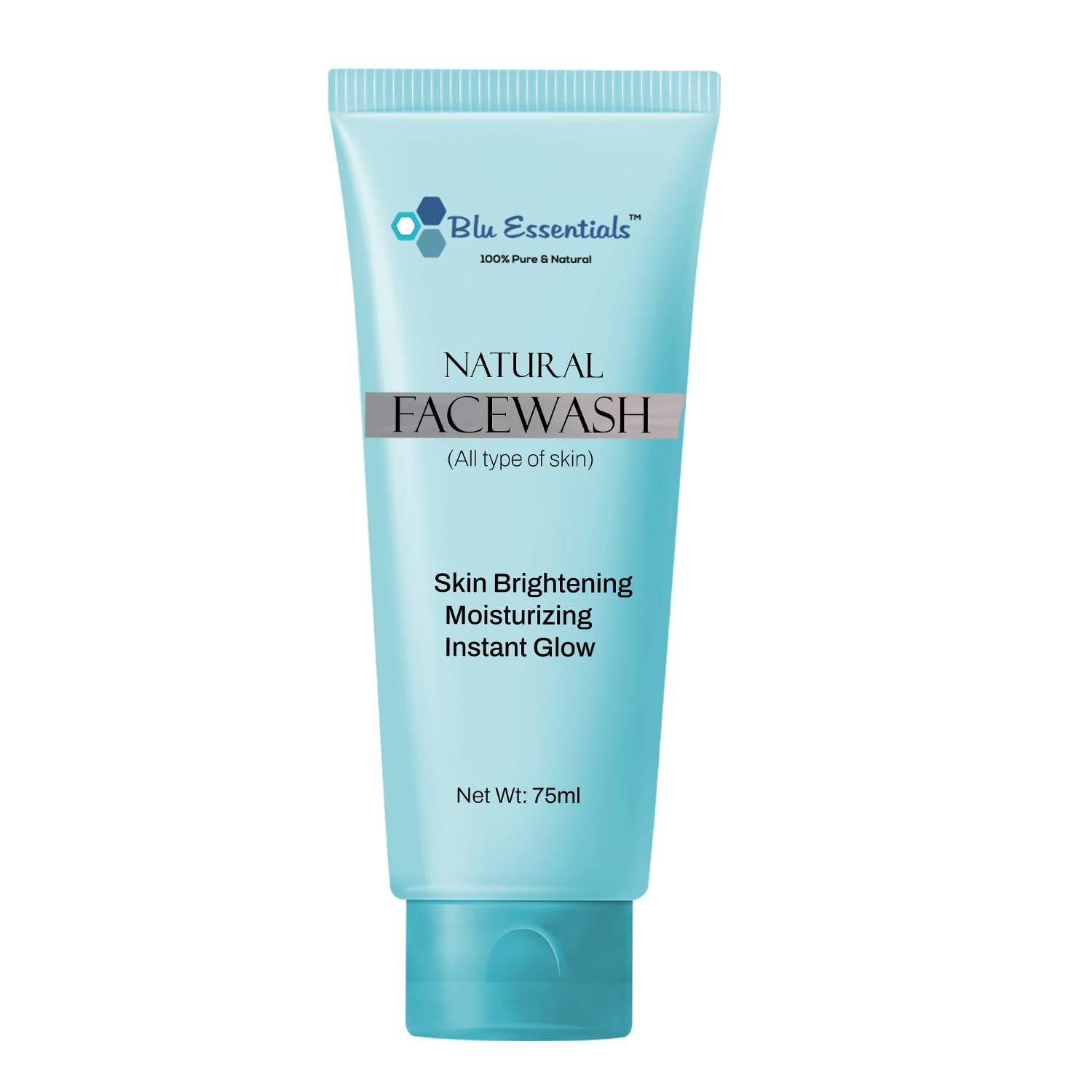 Blu Essentials Vitamin C Brightening Face Wash |Skin Refreshing Face Wash| 100% soap-free gentle cleanser for sensitive, dry & oily skin, for women & men | Suitable for All Skin Types | 75mL