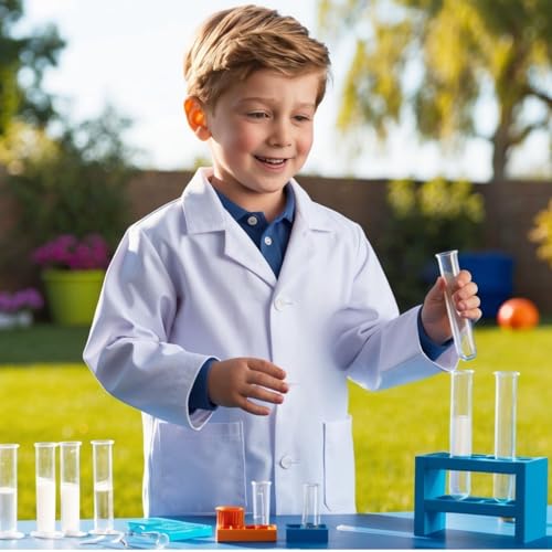 Jaleco Infantil Branco Escolar Microfibra Cosplay Fantasia Médico Cientista Laboratório Menino e Men