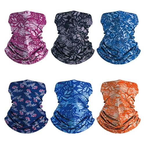 EAZZEA 6-Pack Balaclava Face Mask for Men & Women - UV Protection Neck Gaiter, Multi-Use Cycling Mask & Breathable Headband