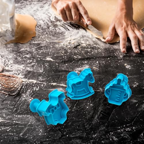 Set 3 Formine per Biscotti BABY SHOWER Gender Reveal Party, Stampi 3D in Plastica per Dolci, Pasta di Zucchero, Decorazioni per Torte, Ideali per Bambini e Feste, 3 Misure (SET 3)