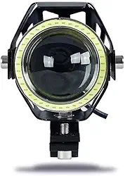 Par de Farol de Milha LED U7 Angel Eye Azul 6000K – Farol Auxiliar Universal 12V/24V Impermeável IP67 para Moto, Carro e Caminhão (Branco)