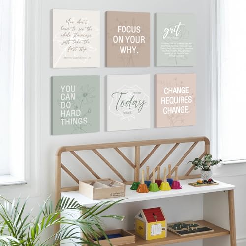 Image of CHDITB Motivational Quotes Frame Canvas Wall Art, Inspirational Wall Decor, Set Of 6 Positive Affirmation Posters For Women, Uplifting Artwork Encourage Art Prints For Home Office Living Room-8 inchx10 inch