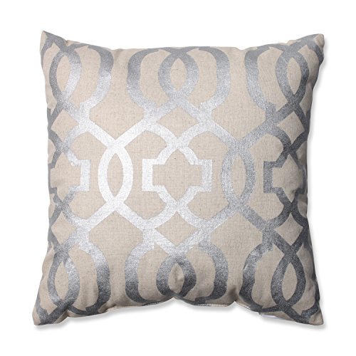 Pillow Perfect Geometric 16 5 1 Throw Pillow, 16.5  x 16.5 , Silver Linen