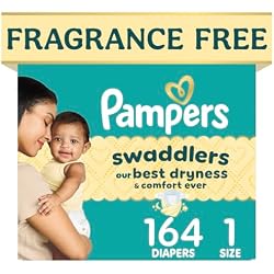 1 of Swaddlers Diapers, Size 1 (8-14 lbs), 164 Count, Fragrance Free, Hypoallergenic, Absorbent, Pediatrician Recommended, Skin Safe