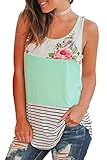 WFTBDREAM Tank Tops for Women Summer Sleeveless Tunics Floral Print Casual Tank Tops Green XL