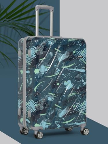 Image of Teakwood World Small 75 cm Check in Size Trolley Bag Polycarbonate 360 Degree 8 Wheels Luggage Bag with TSA Lock, Adjustable Handle Trolley Bags for Travel, Suitcase for Travel | Spark Green
