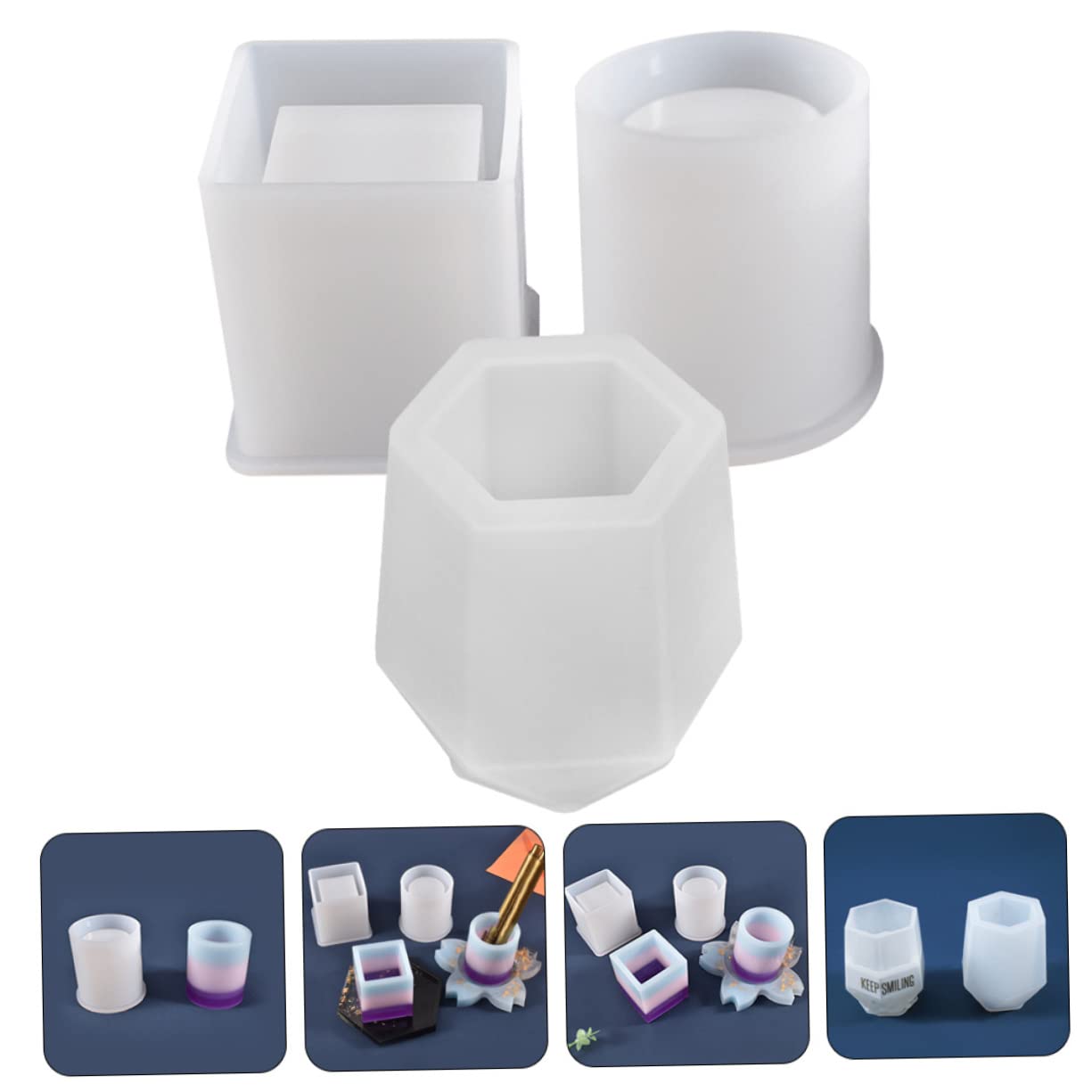 DOITOOL 2 Series Molde De Silicona Para Soporte De Lápices Estilo Taza Moldes Para Manualidades Diy Para Almacenamiento Y Creatividad 3 Piezas*2