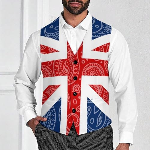 Paisley British Flag Novelty Men's Suit Vest Casual Formal Dress Vests Business Waistcoat2