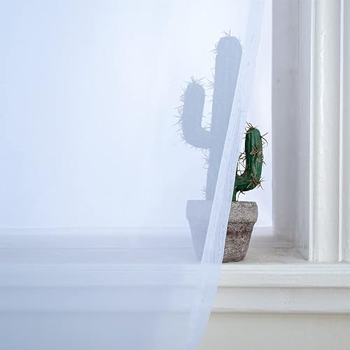 Miniatura 6 de Linentalks Cortinas traslúcidas blancas extra anchas para sala de estar, cortina de puerta de patio para puerta corrediza, cortinas divisoras de