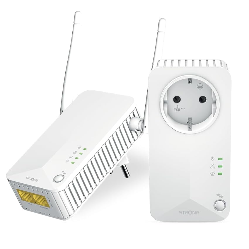Immagine del prodotto STRONG Powerline WI-FI 600 KIT Adattatore Powerline + adattatore Powerlan WLAN Hotspot fino a 600 Mbit/s Portata oltre 300 m