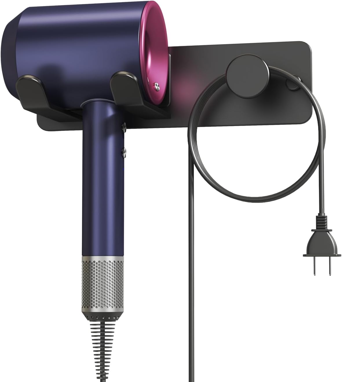 WOJIUBUXIN Hair Dryer Holder Wall Mount Matte Black Hair