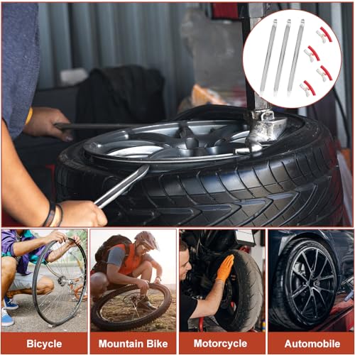 3 Stück Montierhebel Reifen 30 cm mit 4 Felgenschützern, Reifenmontierhebel Montiereisen Reifen Tragbar und Einfach zu Bedienen Montierhebel Reifen Wechseln Werkzeug für Motorrad, Fahrrad, Auto