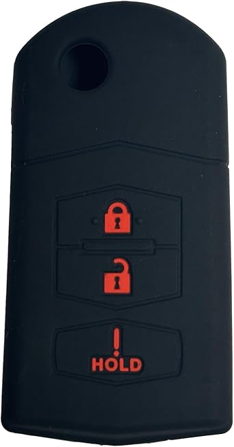 Key Fob Cover for MX5 CX7 3 Buttons Silicone Remote Case Protector Fit for Mazda 5 6 Mazda 2 3 3 Sport MX5 MX5 Miata MPV RX8 CX5 CX7 CX9 2004 to 2015 SKE12501 KPU41788 Black