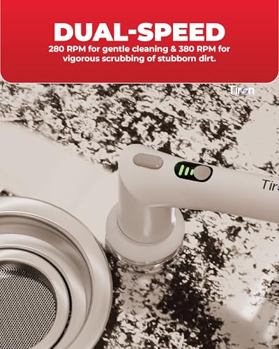 Image of TIRON THS Electric Hand Scrubber, 2500 mAh Battery, 90 mins Runtime, 16Kg Torque for Powerful Scrubbing, Suitable for Cleaning Edges, Corners, Countertops, Platforms, Door & Window Sills