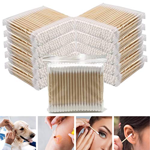 2000 Count Wooden Cotton SwabS, Round Double Bud Bamboo Stick Cotton Swabs,Plastic-Free Cleaning Cotton Swabs (100 Cotton Swabs/Pack)