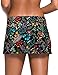 REKITA Womens Mini Swim Skirt Floral Waistband Skort Bikini Bottoms Low Rise Swim Bathing Suit Bottom
