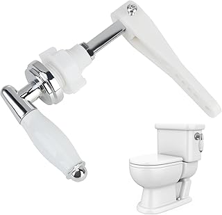 Ceramic Toilet Flush Handle, Toilet Handles Flush Lever, Metal Handle Kit for Toilet Flush System Replacement, Plated Metal Alloy Replacement Parts Accessories for Wc Cistern Water Tank White