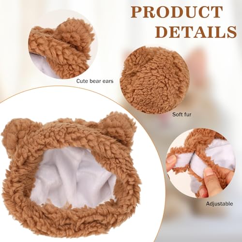 Image of Cat Hat, Dog Hat, Cat Costume Rabbit Ear Headwear for Christmas Cosplay, Soft Knit Warm Pet Accessory (Brown)