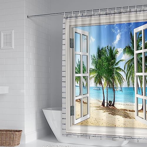 Rideau de douche KnSam 240x200cm vert bleu en polyester imperméable - 2