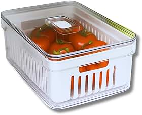OU Organizador de Geladeira Armário Cozinha, Caixas Plásticas Acrílicas para Legumes, Frutas, Saladas, Livre de BPA (2,2L)