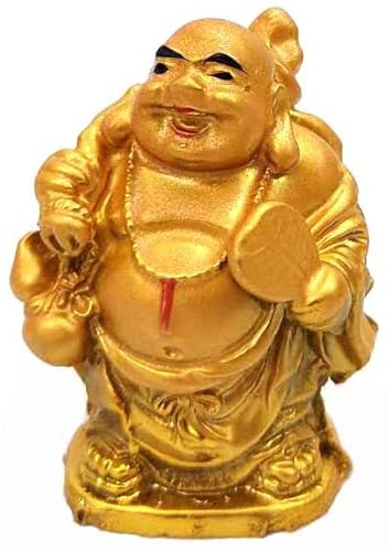 Japanbargain 4500, Set Of 6 Buddha Statues Laughing Buddha Lucky Buddha Happy Buddha Gods Figures Fengshui Decoration, Gold Color #TOP5