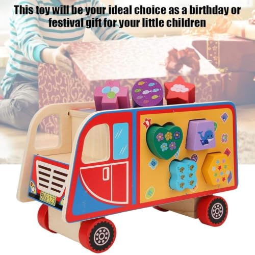 Image of Montessori Toys for Toddlers, Wooden Shape Matching Blocks Toy 12-18 Months, Sensory Learning Educational for Fine Motor Skill, Birthday Gifts for 1 2 3 Year Old Boy Girl (Truck Pull)