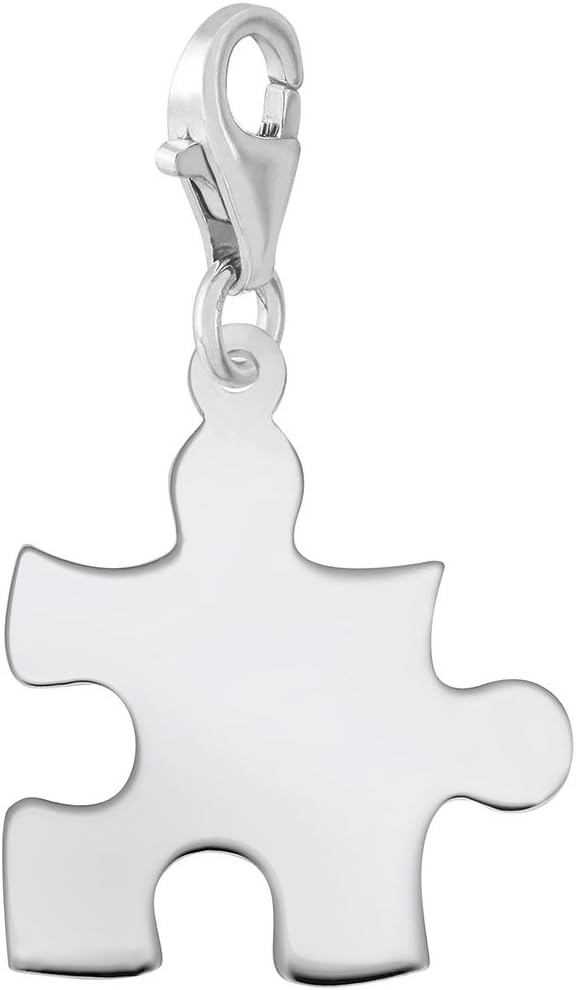 Puzzle Piece Charm with Lobster Claw Clasp, Charms for Bracelets and Necklaces
