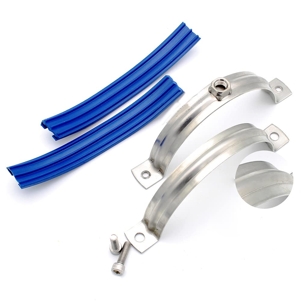 Abrazadera de manguera acolchada de goma de acero inoxidable redonda de 2 uds para tubo PPR/PVC/abrazadera de Metal/soporte de tubo/instalación de cable o tubería, 199,205mm