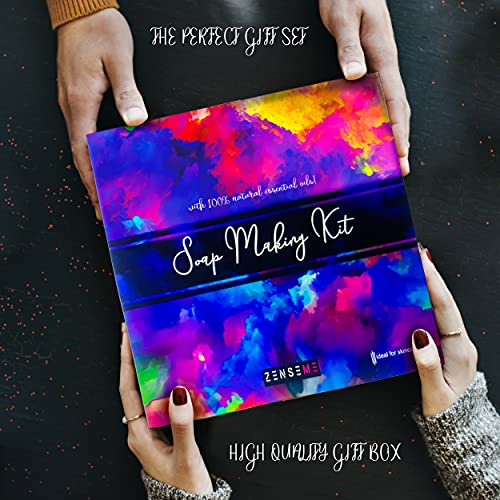 Soap Making Kit For Adults, Make Your Own Soap With Melt And Pour Diy Natural Soap Supplies; 6 Essential Oils, Silicone Soap Mold, Spoon, Dried Flowers, 2Lbs. Shea Butter Soap Base, 4 Colors, 9 Labels #TOP5