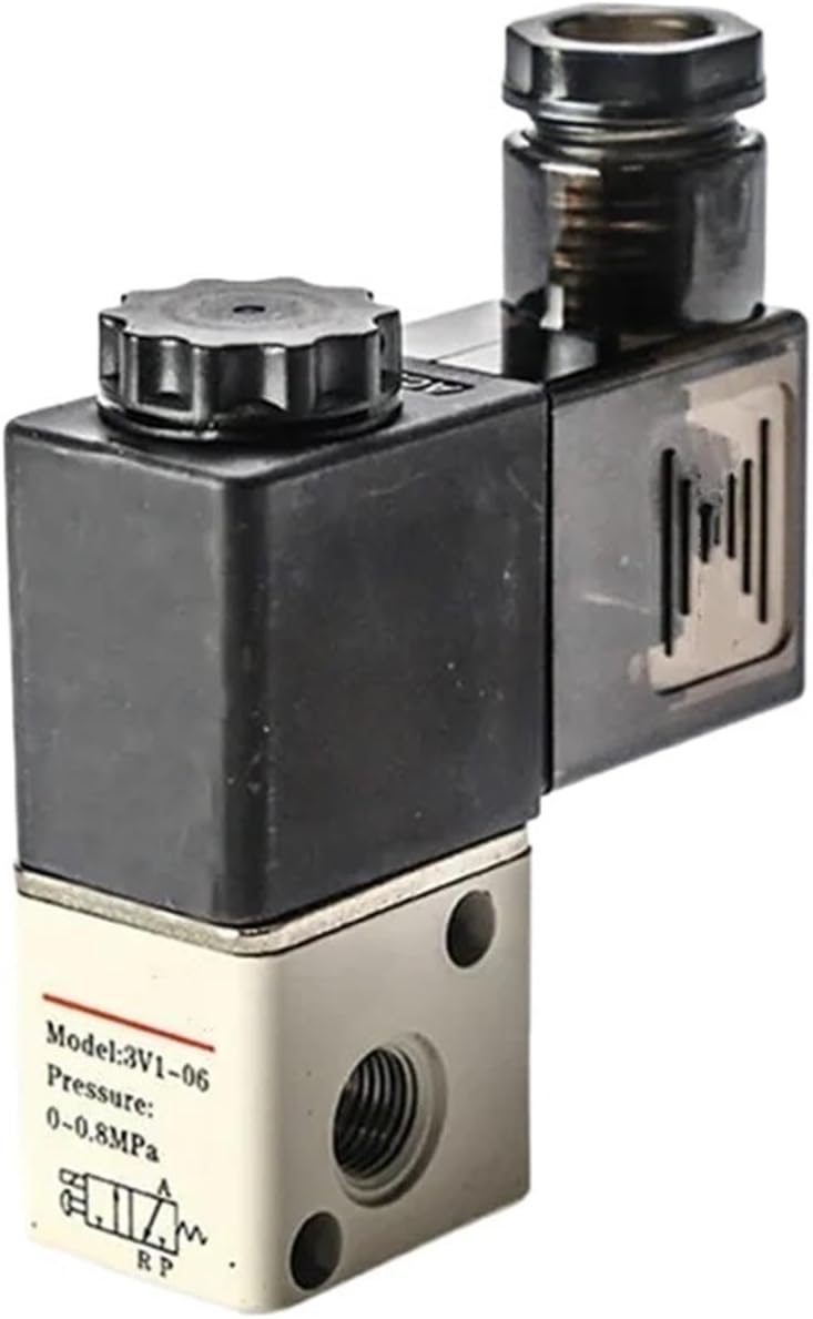 1Pc 3V1-06 2 Position 3 Way Pneumatic Solenoid Valve Port 1/8" Normally Closed Pneumatic Control Valve DC 12V 24V AC 110V 220V(DC24V)