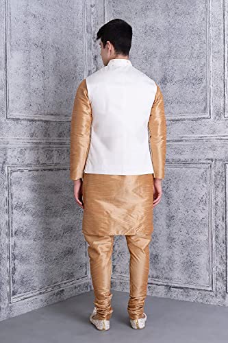 Image of Uri and MacKenzie Men's Silk Blend Kurta Pyjama with Stylish Embroidered Ethnic Jacket