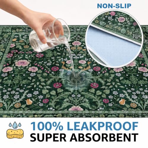 Image of Washable Pee Pads for Dogs,Great Urine Absorbent Reusable Puppy Training Pads,Waterproof,Leak-Proof & Non-Slip Potty Pads for Whelping,Crate,Playpen,Bed.(Midnight Garden Floral,48 inchx48 inch)