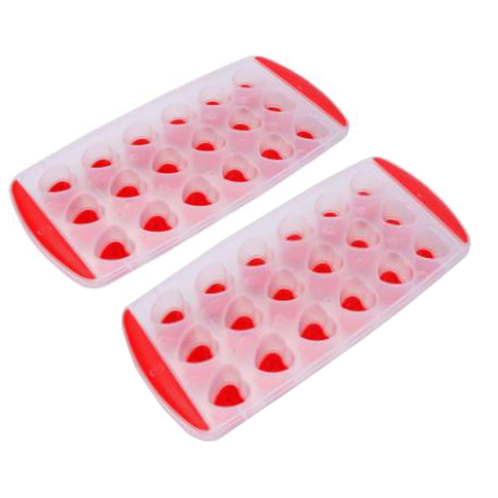 KrivaHeart Silicon Ice Cube Tray with Spill-Resistance Removable Lid | Easy Release Stackable 18 Cavity DIY Iceberg Mold with Spill Resistant for Gelatine |Chocolate|Baking|Candy (Multi-Color-2pcs)