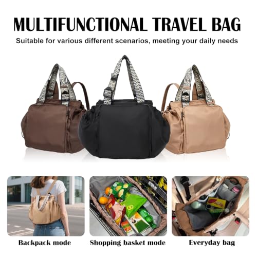 Image of Multifunctional Travel Organizer Bag for Ladies | Multiway Tote Bag with Adjustable Straps,15 Storage Pockets,Back Luggage Sleeve,Unisex Bag For Gym,Overnight,Weekend Travel