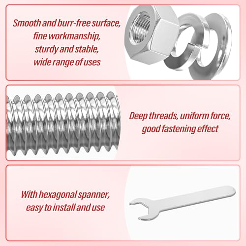 Image of 20PCS 3 /8-16 x 3 304 Stainless Steel Fully Threaded Bolt with Nut Flat & Lock Washers and Spanner