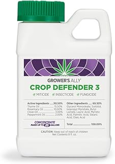 Crop Defender 3 Concentrate - Natural Miticide, Insecticide, Fungicide Control for Plants - OMRI Listed Garden Safe Spray Killer for Powdery Mildew & Mites - 8 Oz, Makes 25 Gallons