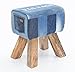 Produktbild FineBuy Design Turnbock Sitzhocker Denim Blau 40 x 30 x 47 cm | Turnhocker Hocker Stoffhocker Springbock mit Holzbeinen | Beistellhocker Fußhocker Jeanshocker
