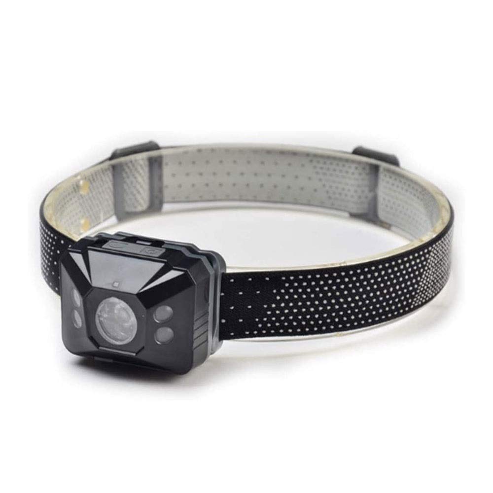 Lampada frontale ricaricabile con sensore di movimento - Ultra luminosa 120 lumen - Lampada frontale a LED impermeabile per campeggio, ciclismo, corsa e pesca - 4 modalità - Luce bianca e rossa