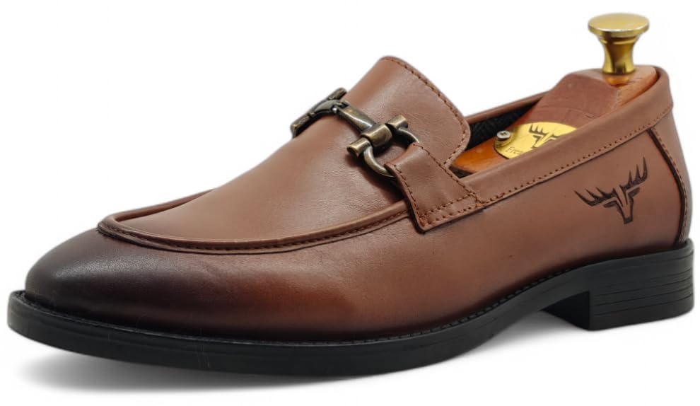 freacksters Men's Leather Penny Loafers Light Toned Luxury-picture-37