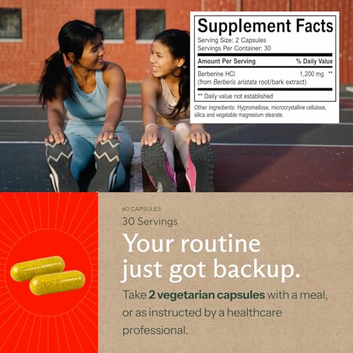 Image of Sunergetic Premium Berberine Supplement - 1200mg Per Serving - Berberine HCL Supplement Non-GMO - Immune Support- 60 Capsules