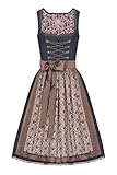 Moser Trachten Baumwolle Midi Dirndl 65er anthrazit Taupe Marta 005203 von Moser, Rocklänge: ca. 65 cm, mit Reißverschluss, Größe 34