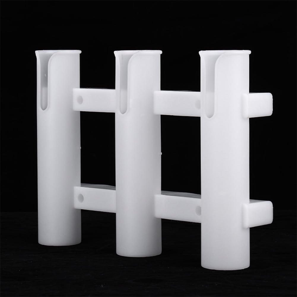 3 Tubes Link Fishing Rod Holder Bracket Plastic (White)