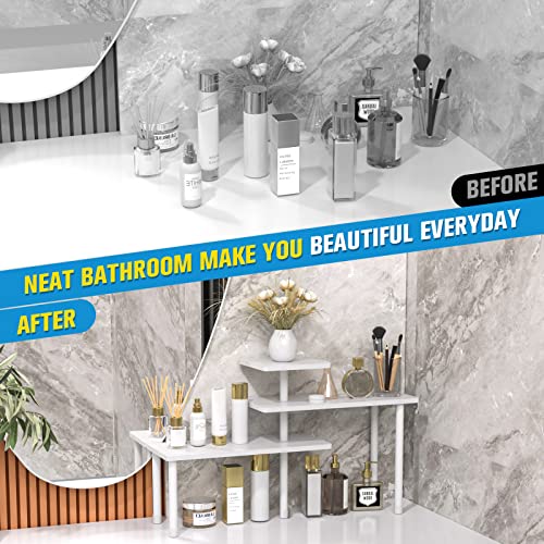 Jayrex Bathroom Organizer Countertop Corner Shelf, 3 Tier Shelf Moveable Shelf Organizer For Make Up, Dresser Table, Bathroom Countertop, Desktop Shelf (White) #TOP5