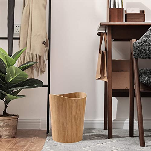 2.3 Gallons Wood Trash Can Wastebasket For Home Or Office, Japanese-Style Natural Wood Round Wastebasket, Lightweight, Sturdy For Under Desk, Kitchen, Bedroom, Den, Hotel, Or Kids Room (Light Wood-B) #TOP6