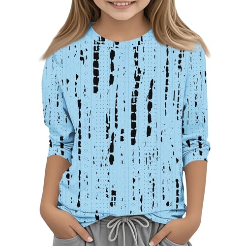 Cute Tops for Teen Girls Trendy 3/4 Sleeve Round Neck Graphic Blouses Oversized Half Sleeve Tops Summer Kids Clothes