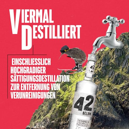 42BELOW Premium Vodka, 40 % Vol, 70cL / 700mL, Vierfach Destilliert, hergestellt mit neuseeländischem vulkanischem Quellwasser