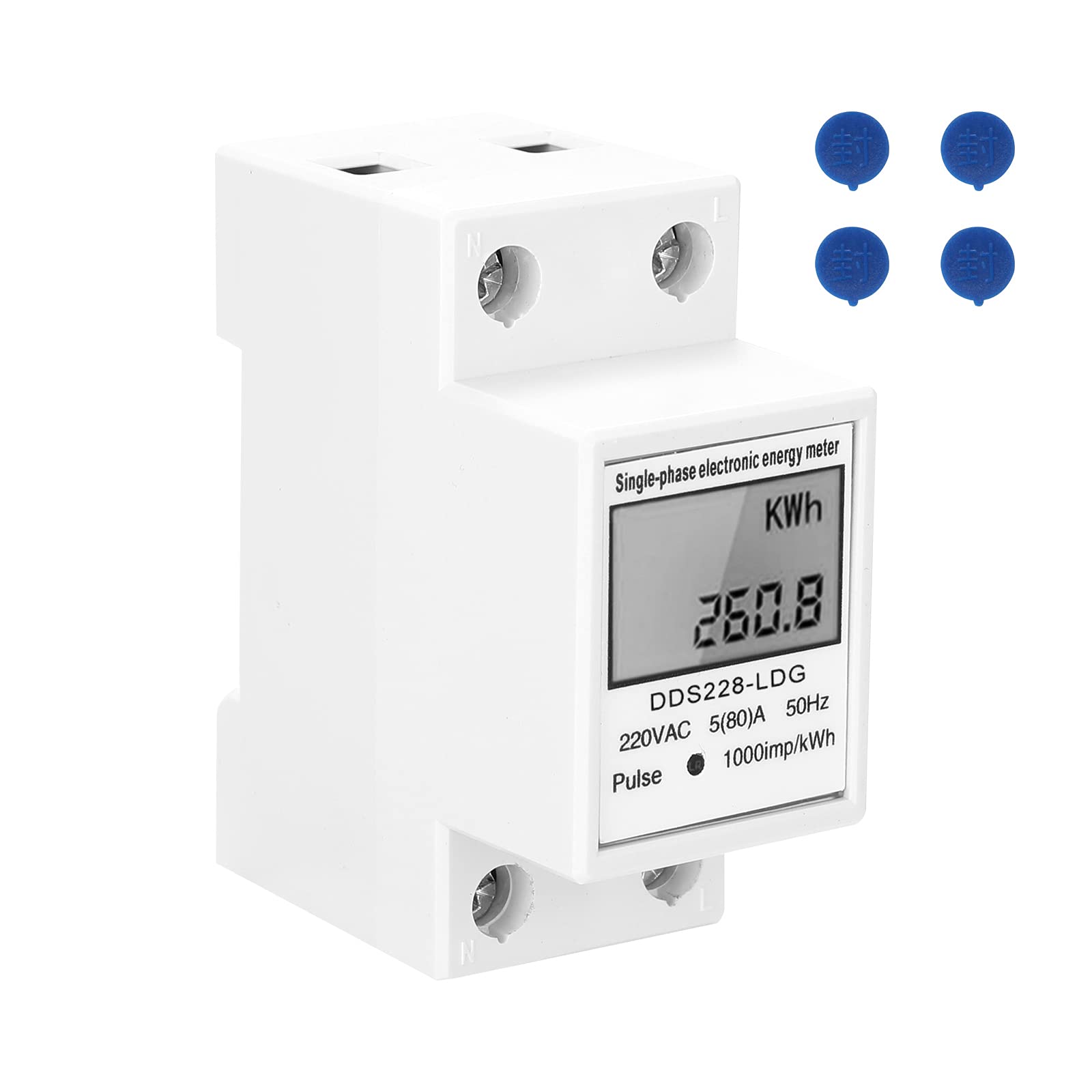 Labymos DDS-LDG 220 V 50Hz Single-Phase Electric Enery Meter with LCD Display 35mm Din-rail Mount