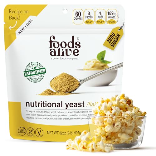 Foods Alive Nutritional Yeast Flakes | Non-Fortified, Plant Based Protein, Vegan Cheese Powder Substitute, Versatile Seasoning for a Wide Range of Dishes (2-lbs (Pack of 1))
