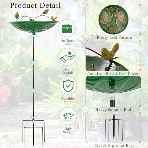 VEWOGIFT Banheiras de pássaros para ambientes externos, 106,7 cm H com tigela de 33 cm, banho de pás
