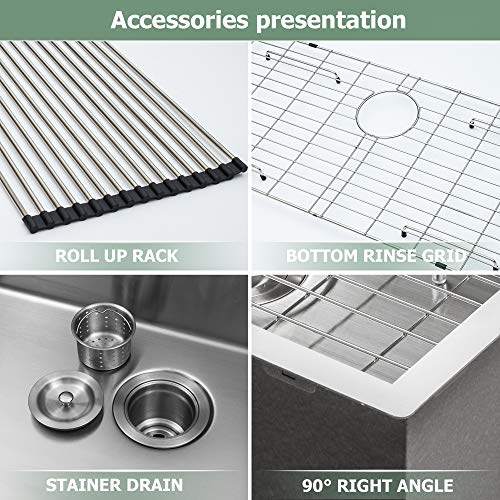 25 Bar Sink Undermount - Logmey Bar Prep Sink 18 Gauge Undermount Single Bowl Stainless Steel Kitchen Sink, 25X22 inch
